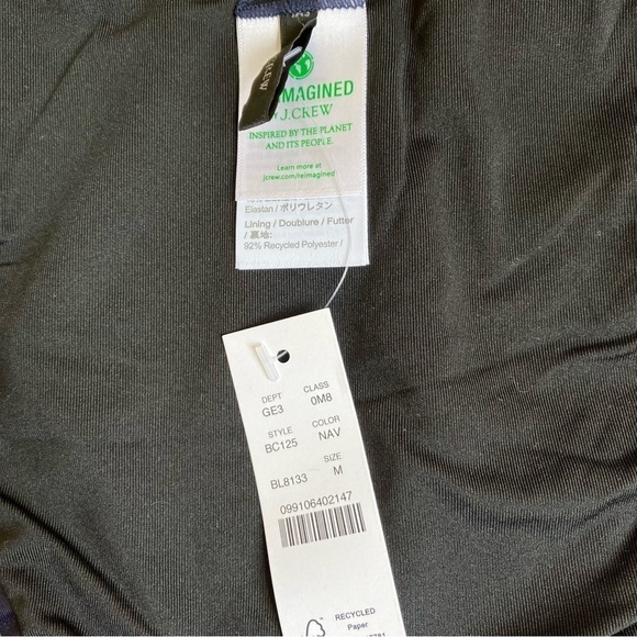 NWT J. Crew Navy Blue Curved Waist Cheeky Bikini Bottoms Minimalist Sz M - Picture 14 of 16